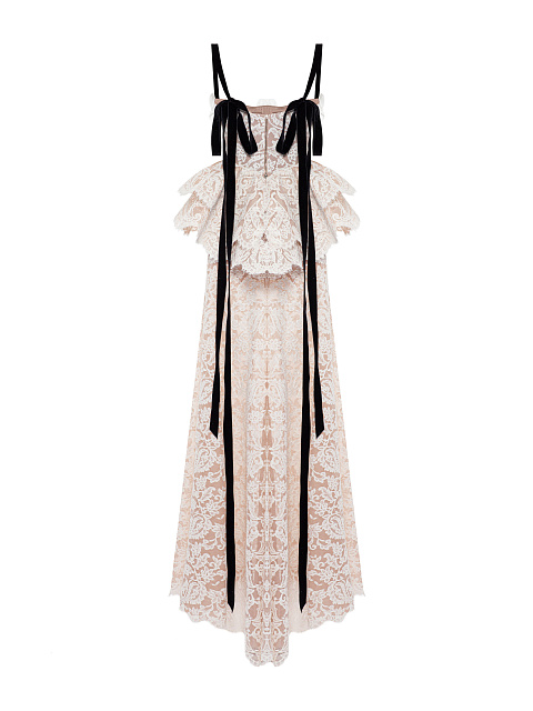 White Lace Peplum Maxi Dress, 3