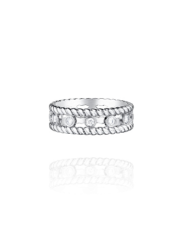 White Gold & Round-cut Diamonds Ring, 1