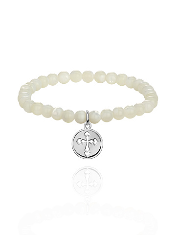 Silver & Mother of Pearl Beaded Bracelet, 1