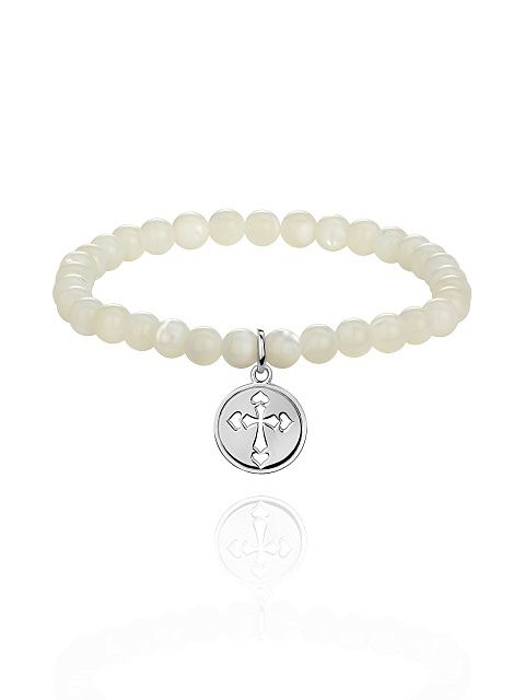 Silver & Mother of Pearl Beaded Bracelet, 1