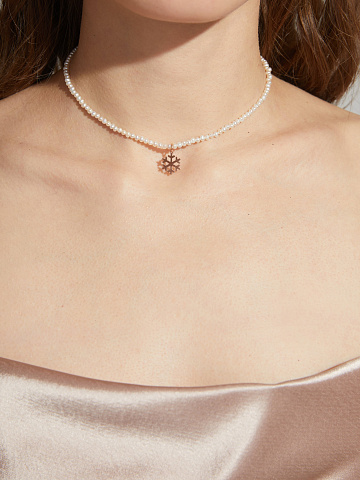 White Pearl & Rose Gold Choker Necklace, 2