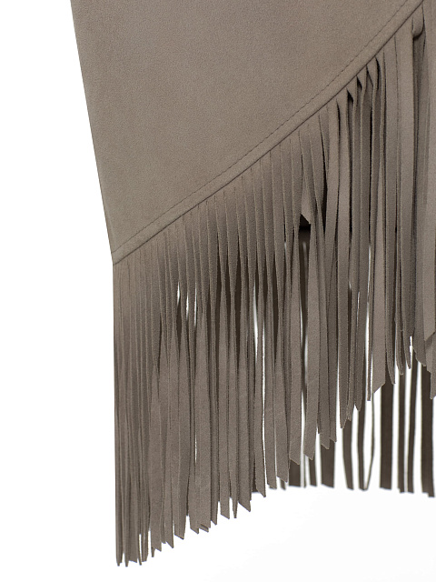 Gray midi skirt with fringe, 3