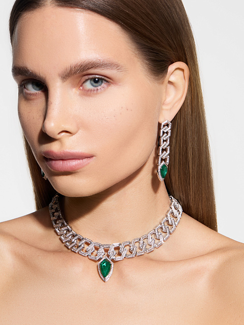 Long earrings with emeralds, 3 Long earrings with emeralds, 3