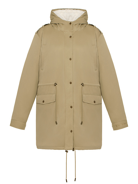 Beige parka made of raincoat fabric with faux fur, 6 Beige parka made of raincoat fabric with faux fur, 6