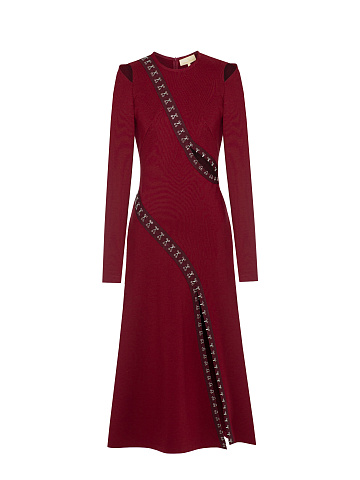 Bordeaux Cut Out Jersey Midi Dress, 1