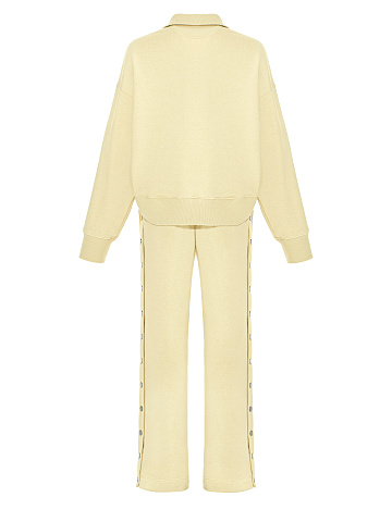 Pale Yellow "Yana" Embroidered Jersey Suit, 2