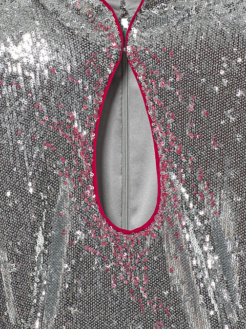 Silver Embroidered Sequin Midi Dress, 4 Silver Embroidered Sequin Midi Dress, 4