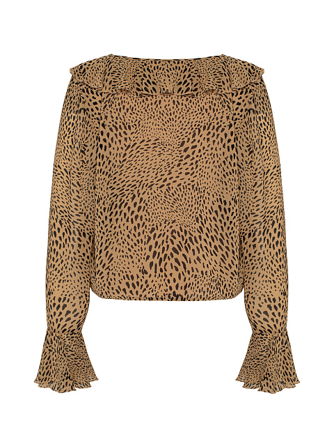 Brown Leopard Chiffon Blouse, 3