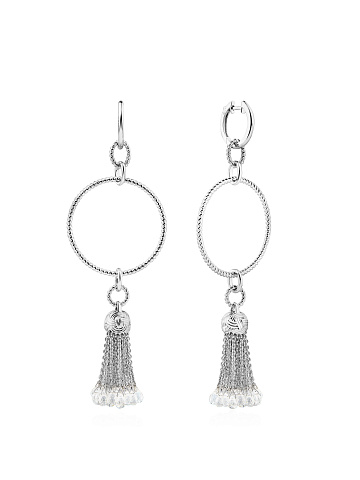 White gold tassel hoops with rock crystal, 1