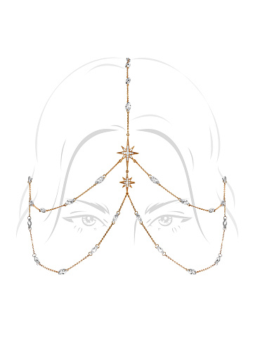 Cubic Zirkonia & Gold-Plating Silver Ferronniere, 1