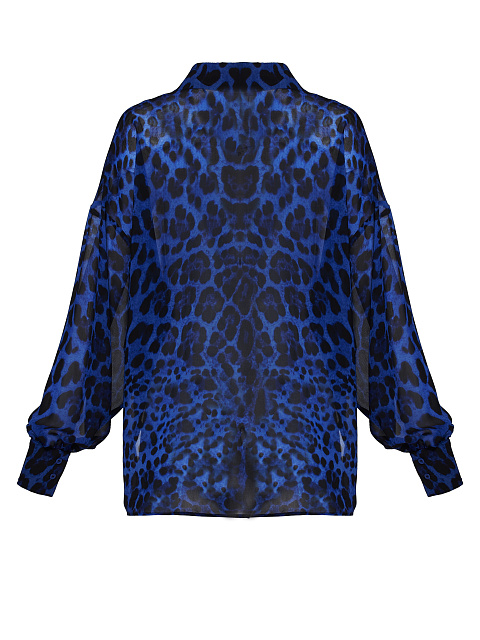 Blue Leopard Chiffon Shirt, 3