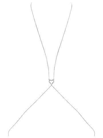 White Gold & Clear Topaz Heart Body Chain, 1