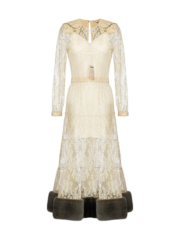 Ivory Lace Midi Dress, 1