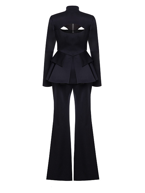 Black Two-piece Suit Of Jacket With Slits And Trousers, 9