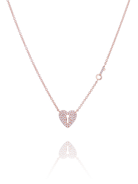 Rose Gold & Diamond Heart Necklace, 1