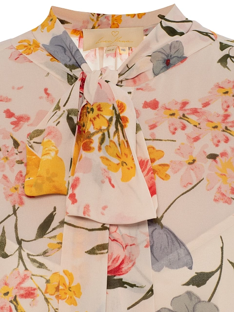 Beige Midi Dress With Large Floral Print, 5