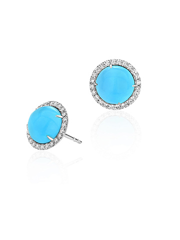 White Gold, Turquoise & Diamonds Earrings, 1