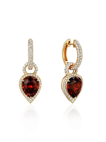 Yellow Gold, Zircon & Diamonds Earrings, 1