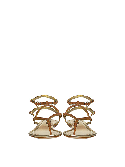 Brown & Gold Suede Sandals, 2