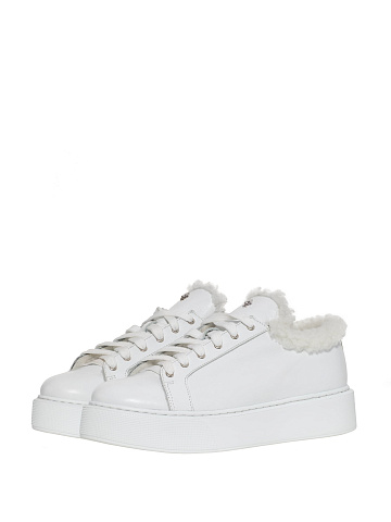 White leather sneakers with fur, 1