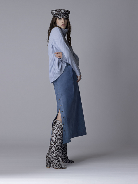 Blue Denim Midi Skirt, 4 Blue Denim Midi Skirt, 4