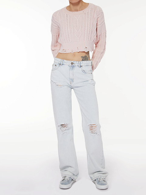 Distressed Blue Cotton Jeans, 10