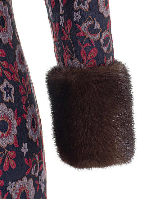 Jacquard Midi Dress With Mink Fur Cuffs, 4 Jacquard Midi Dress With Mink Fur Cuffs, 4