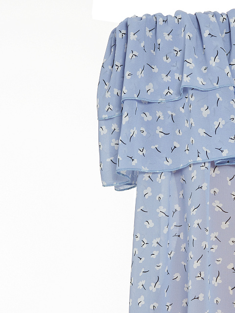 Blue Chiffon Off Shoulder Top, 3