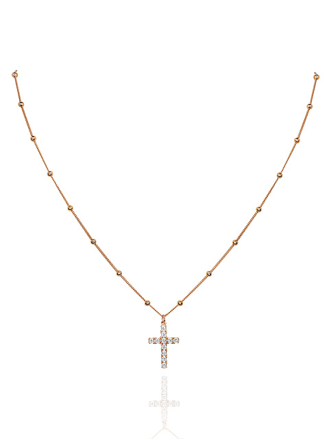 Rose Gold & Cubic Zirkonia Cross Necklace, 1 Rose Gold & Cubic Zirkonia Cross Necklace, 1