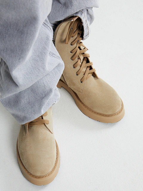 Beige Suede Long Boots, 6