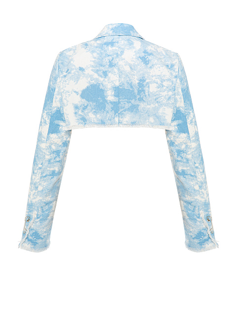 Light Blue Tie-dye Denim Bolero Jacket, 2