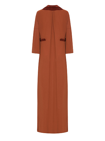 Brown Suede Trimmed Chiffon Maxi Dress, 2
