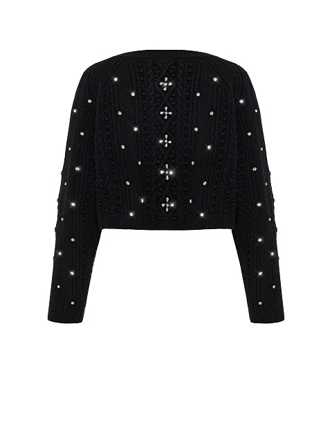 Black cashmere cardigan with rhinestones, 3 Black cashmere cardigan with rhinestones, 3