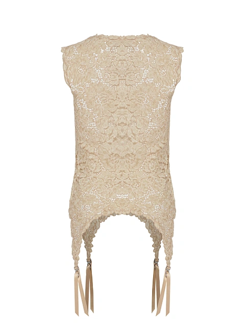 Beige Lace Tank Top, 2