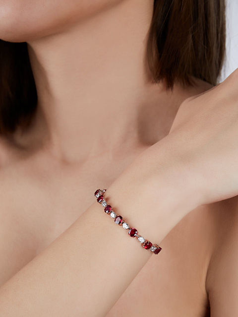 Oval Ruby & Oval Diamond & White & Yellow Gold Bracelet, 3