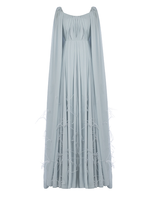 Grey & Blue Chiffon Maxi Dress, 1