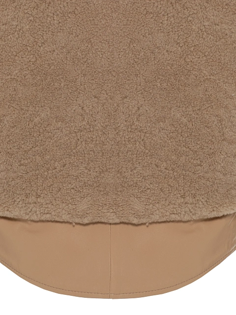 Beige Studded Leather & Shearling Vest, 5