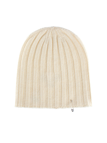 Ivory Cashmere Safety Pin Beanie, 1