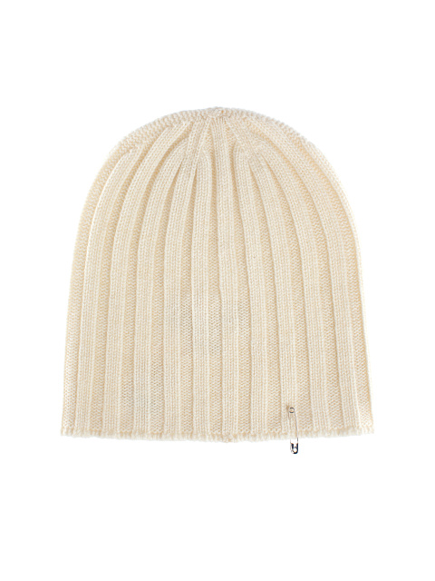 Ivory Cashmere Safety Pin Beanie, 1