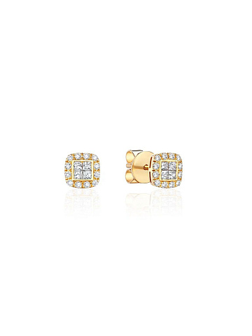 Yellow gold stud earrings with diamonds, 1