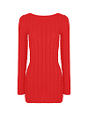 Вязаное платье с открытой спиной, с косами, красного цвета