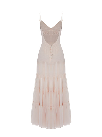 Light Pink Chiffon Maxi Dress, 2
