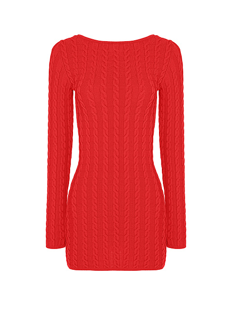 Red Knitted Open Back Mini Dress, 1