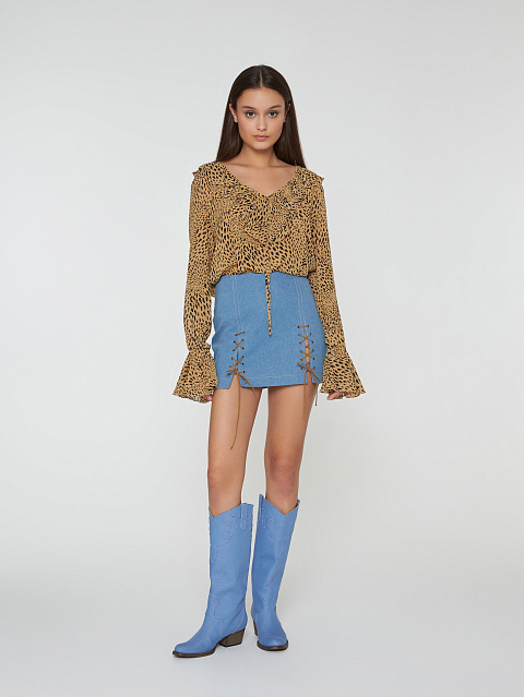 Brown Leopard Chiffon Blouse, 6