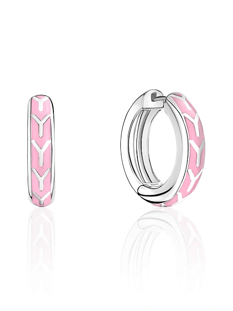 Small hoops in white gold with Sakura Color enamel, 1