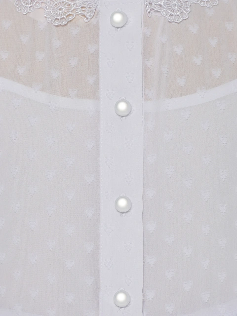 Girl's White Lace Collar Chiffon Dress, 5