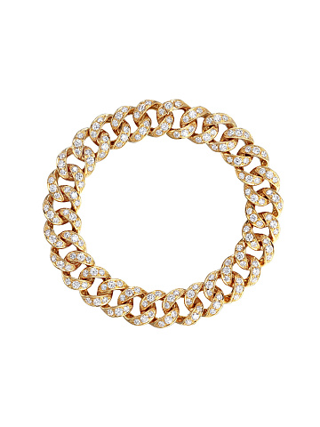 Yellow gold chain bracelet with diamonds, 1