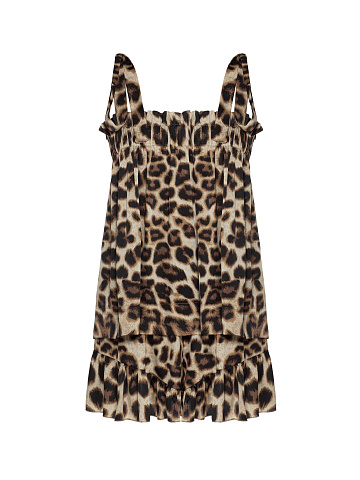 Leopard Print Set Of Tie Top And Ruffled Shorts, 1