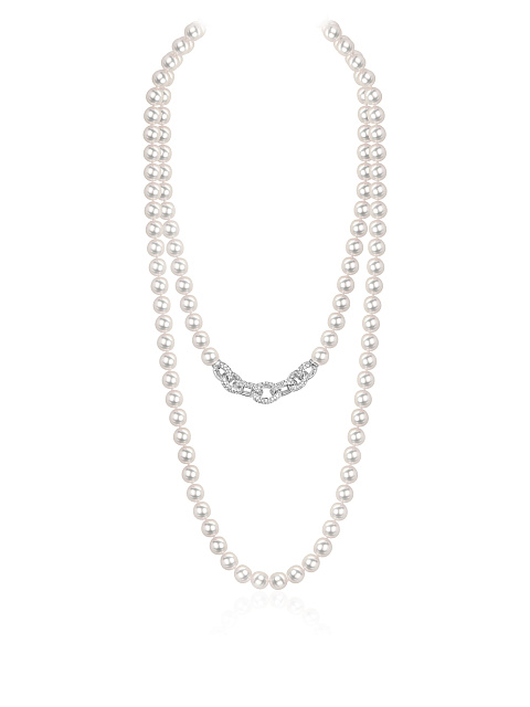 White gold necklace with Akoya pearls, 1 White gold necklace with Akoya pearls, 1