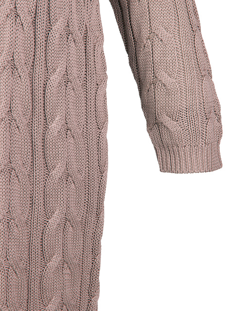 Dust Pink Tencel & Silk Cable Knit Long Cardigan, 3